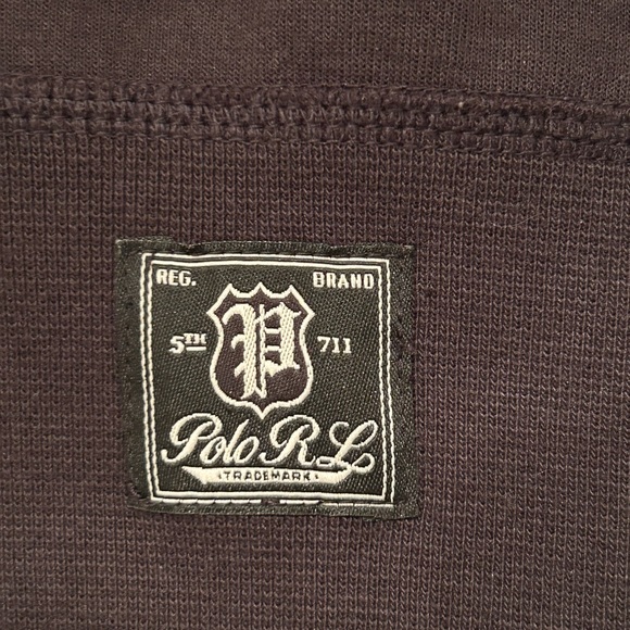 Polo Ralph Lauren Black Chenille P Logo Double-Knit Sweatshirt, Size Large - Picture 3 of 5